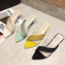 Load image into Gallery viewer, Queen Fashion PU Sandals Knit Women Transparent Sandals Pointed Toe High Heels Party Cross Women High Heel Sandals Transparent Pointed Toe Luxury Dress Outdoor Sandals