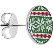 Load image into Gallery viewer, Green Red Christmas Sweater Stud Earrings