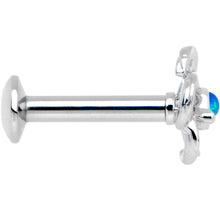 将图片加载到图库查看器,1/4 Blue Faux Opal Internally Threaded Hollow Flower Labret Monroe