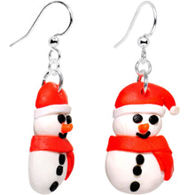 Load image into Gallery viewer, Silver Plated Bundled Up Christmas Snowman Fishhook Earrings