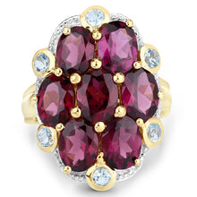 Load image into Gallery viewer, 11.22 Carat Genuine Rhodolite and Blue Topaz .925 Sterling Silver Ring