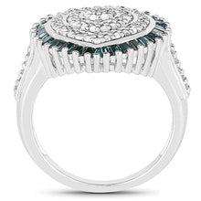 Load image into Gallery viewer, 0.74 Carat Genuine White Diamond and Green Diamond .925 Sterling Silver Ring