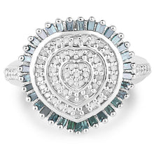 Load image into Gallery viewer, 0.74 Carat Genuine White Diamond and Green Diamond .925 Sterling Silver Ring