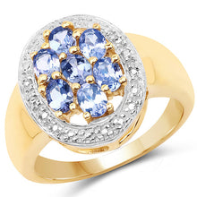 Load image into Gallery viewer, 14K Yellow Gold Plated 1.19 Carat Genuine Tanzanite .925 Sterling Silver Ring