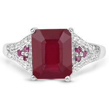 将图片加载到图库查看器,4.49 Carat Glass Filled Ruby and White Topaz .925 Sterling Silver Ring