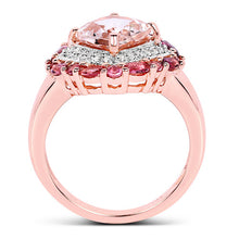 Load image into Gallery viewer, 14K Rose Gold Plated 3.11 Carat Genuine Morganite, Pink Tourmaline & White Topaz .925 Sterling Silver Ring