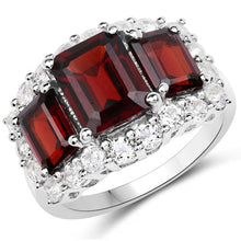Load image into Gallery viewer, 6.55 Carat Genuine Garnet and White Topaz .925 Sterling Silver Ring