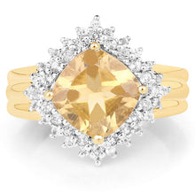 Load image into Gallery viewer, 14K Yellow Gold Plated 3.58 Carat Genuine Citrine & White Topaz .925 Sterling Silver Ring
