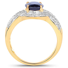 Load image into Gallery viewer, 14K Yellow Gold Plated 2.56 Carat Genuine Kyanite and White Topaz .925 Sterling Silver Ring
