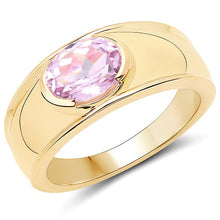 Load image into Gallery viewer, 14K Yellow Gold Plated 2.40 Carat Genuine Kunzite .925 Sterling Silver Ring