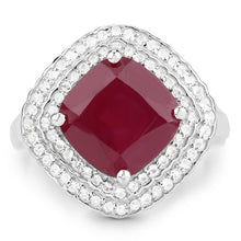 Load image into Gallery viewer, 5.86 Carat Glass Filled Ruby and White Topaz .925 Sterling Silver Ring