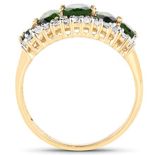 Load image into Gallery viewer, 18K Yellow Gold Plated 2.70 Carat Genuine Chrome Diopside and White Topaz .925 Sterling Silver Ring