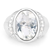 Load image into Gallery viewer, 5.38 Carat Genuine Crystal Quartz and White Diamond .925 Sterling Silver Ring