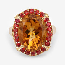 Load image into Gallery viewer, 9.38 Carat Genuine Citrine and Orange Sapphire .925 Sterling Silver Ring