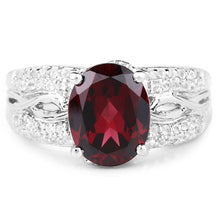 Load image into Gallery viewer, 3.23 Carat Genuine Rhodolite and White Topaz .925 Sterling Silver Ring
