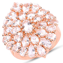 Load image into Gallery viewer, 18K Rose Gold Plated 4.55 Carat Genuine Morganite .925 Sterling Silver Ring