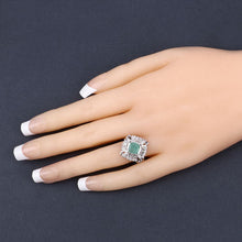 Load image into Gallery viewer, "2.57 Carat Genuine Emerald, White Topaz and White Diamond .925 Sterling Silver Ring