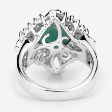 Load image into Gallery viewer, "2.57 Carat Genuine Emerald, White Topaz and White Diamond .925 Sterling Silver Ring