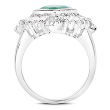 Load image into Gallery viewer, "2.57 Carat Genuine Emerald, White Topaz and White Diamond .925 Sterling Silver Ring