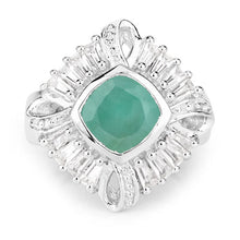 Load image into Gallery viewer, "2.57 Carat Genuine Emerald, White Topaz and White Diamond .925 Sterling Silver Ring