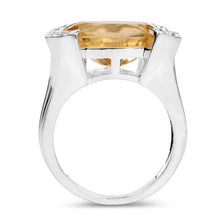 将图片加载到图库查看器,4.55 Carat Genuine Citrine and White Diamond .925 Sterling Silver Ring
