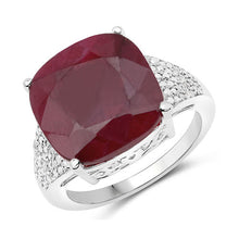 Load image into Gallery viewer, 14.47 Carat Dyed Ruby and White Topaz .925 Sterling Silver Ring