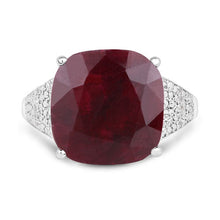 Load image into Gallery viewer, 14.47 Carat Dyed Ruby and White Topaz .925 Sterling Silver Ring
