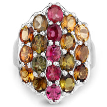 Load image into Gallery viewer, 5.89 Carat Genuine Multi Tourmaline .925 Sterling Silver Ring