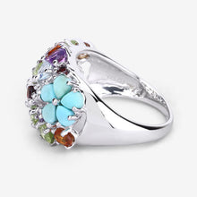 将图片加载到图库查看器,4.03 Carat Genuine Multi Stones .925 Sterling Silver Ring
