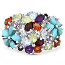 将图片加载到图库查看器,4.03 Carat Genuine Multi Stones .925 Sterling Silver Ring