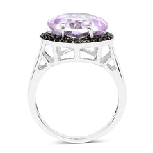Load image into Gallery viewer, 5.50 Carat Genuine Pink Amethyst & Black Spinel .925 Sterling Silver Ring