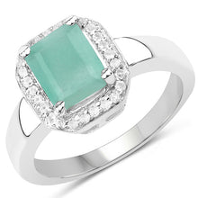 Load image into Gallery viewer, 1.73 Carat Genuine Emerald & White Topaz .925 Sterling Silver Ring
