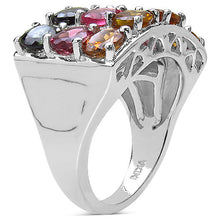 Load image into Gallery viewer, 3.72 Carat Genuine Multi Tourmaline .925 Sterling Silver Ring