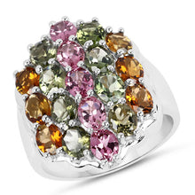 Load image into Gallery viewer, 5.89 Carat Genuine Multi Tourmaline .925 Sterling Silver Ring