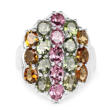 Load image into Gallery viewer, 5.89 Carat Genuine Multi Tourmaline .925 Sterling Silver Ring