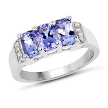 Load image into Gallery viewer, 1.63 Carat Genuine Tanzanite & White Diamond .925 Sterling Silver Ring