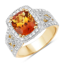Load image into Gallery viewer, 3.71 Carat Genuine Citrine and White Topaz .925 Sterling Silver Ring