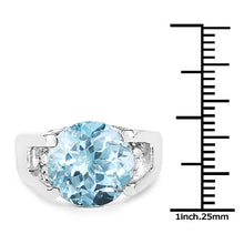 Load image into Gallery viewer, 7.21 Carat Genuine Blue Topaz and White Cubic Zirconia .925 Sterling Silver Ring