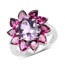 将图片加载到图库查看器,5.65 Carat Genuine Amethyst and Rhodolite .925 Sterling Silver Ring