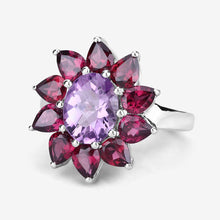 将图片加载到图库查看器,5.65 Carat Genuine Amethyst and Rhodolite .925 Sterling Silver Ring