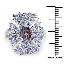 Load image into Gallery viewer, 2.86 Carat Genuine Mystic Topaz and Tanzanite .925 Sterling Silver Ring