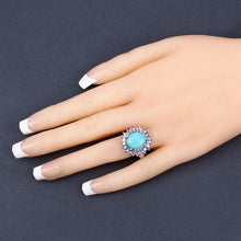 Load image into Gallery viewer, 6.10 Carat Genuine Larimar and Tanzanite .925 Sterling Silver Ring