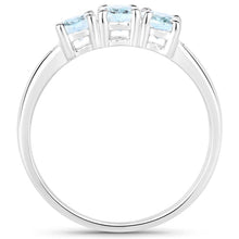 Load image into Gallery viewer, 0.95 Carat Genuine Aquamarine and White Diamond .925 Sterling Silver Ring