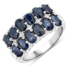 Load image into Gallery viewer, 2.80 Carat Genuine Blue Sapphire and White Topaz .925 Sterling Silver Ring