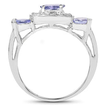 Load image into Gallery viewer, 1.00 Carat Genuine Tanzanite and White Topaz .925 Sterling Silver Ring