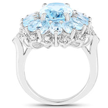Load image into Gallery viewer, 7.57 Carat Genuine Blue Topaz and White Topaz .925 Sterling Silver Ring