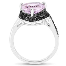 将图片加载到图库查看器,3.53 Carat Genuine Pink Amethyst and Black Spinel .925 Sterling Silver Ring