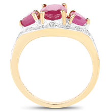 Load image into Gallery viewer, 14K Yellow Gold Plated 2.49 Carat Genuine Glass Filled Ruby and White Topaz .925 Sterling Silver Ring