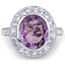 Load image into Gallery viewer, 4.77 Carat Genuine Amethyst and Blue Topaz .925 Sterling Silver Ring