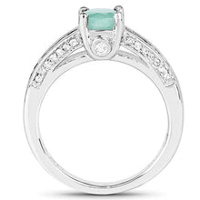 Load image into Gallery viewer, 1.22 Carat Genuine Emerald and White Topaz .925 Sterling Silver Ring